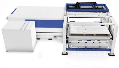 Tsis Siv Neeg Loading Thiab Unloading Hlau Sheet CNC Fiber Laser Tej Tshuab Nrog Txauv Rooj